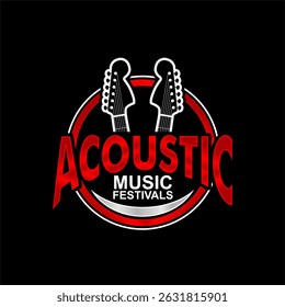 guitar logo emblem badge sticker silhouette vector illustration acoustic musical instrument, festival logo music shop, business isolated on background
