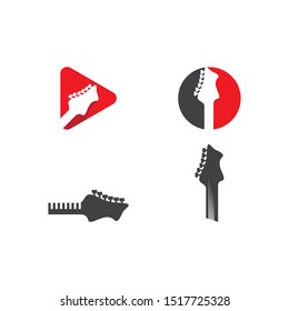 Guitar logo flat design vector template