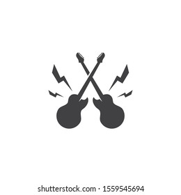 Guitar logo flat design vector template