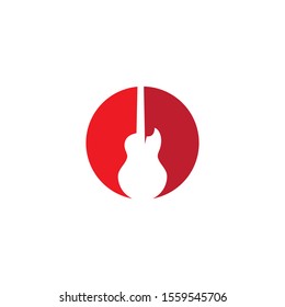 Guitar logo flat design vector template