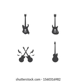 Guitar logo flat design vector template