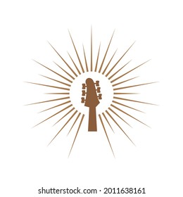 Guitar logo flat design vector template