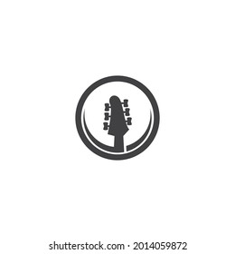 Guitar logo flat design vector template