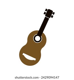 Guitar logo flat design vector template
