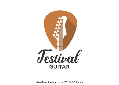 guitar logo. Guitars headstock.Flat acoustic and electric guitar necks and heads.vector illustration