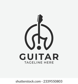 icono de logotipo de guitarra diseño vectorial plantilla, icono de guitarra simple vintage