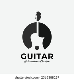 guitar logo icon design vector template, simple guitar vintage illustration minimalist icon design