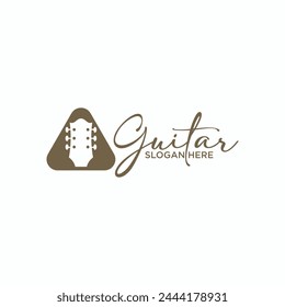 Guitar logo illustration for acoustic and electric guitar shop music festival guitar instrument logo