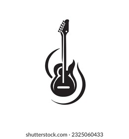 guitar logo illustration in black color