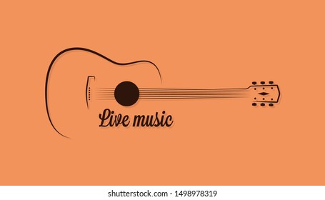 Guitar logo of live music on yellow background