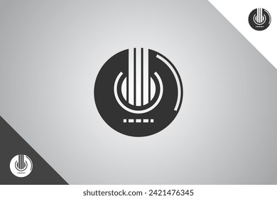 Logo de la guitarra. Logotipo mínimo y moderno. Logotipo perfecto para negocios relacionados con la industria de la banda, los músicos y los cantantes. Fondo aislado. Vector eps 10.