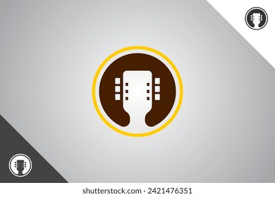 Guitar logo. Minimal and modern logotype. Perfect logo for business related to band, musicians and singers industry. Isolated background. Vector eps 10.