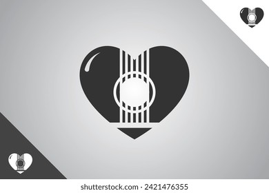 Guitar logo. Minimal and modern logotype. Perfect logo for business related to band, musicians and singers industry. Isolated background. Vector eps 10.