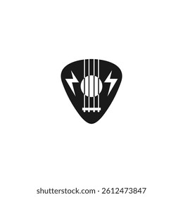 Guitar logo with guitar pick shape with flat design