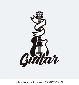 Guitar logo retro badge design