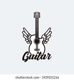 Guitar logo retro badge design