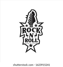 Guitar logo . Guitar School Logo . Festival Music Rock logo . Rock n Roll music logo , symbols, labels ,and design elements.