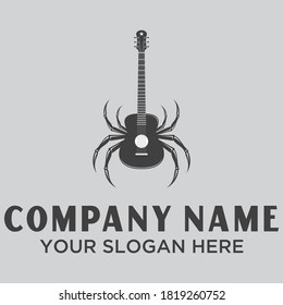 Guitar logo with spider, Music Logo - Guitar Clef Symbol