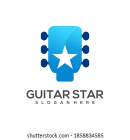 Guitar Logo with Star Gradient Design Vector