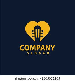 guitar logo template design vector icon illustration