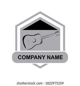 Guitar logo template in gray and black color combination
