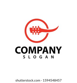 Guitar logo template, music design vector icon illustratio