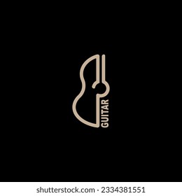 Guitar logo template vector with abstract line style.
