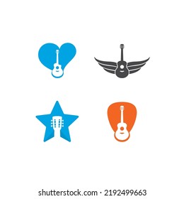 Guitar logo template vector icon illustration design 