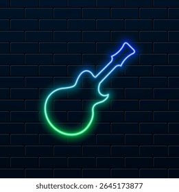 Guitar logo template vector icon illustration. neon style.Electric guitar icon..