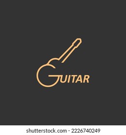 Guitar logo template vector with line style.