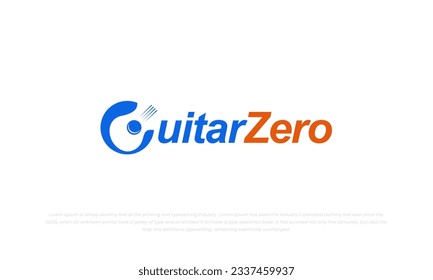 estilo tipográfico de logotipo de guitarra con letra G como guitarra