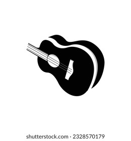 Guitar Logo, Ukulele Musical instrument Vector, Simple Silhouette Design