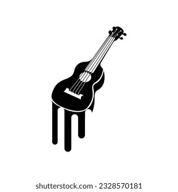 Guitar Logo, Ukulele Musical instrument Vector, Simple Silhouette Design