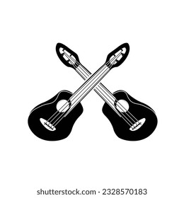 Guitar Logo, Ukulele Musical instrument Vector, Simple Silhouette Design