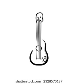 Guitar Logo, Ukulele Musical instrument Vector, Simple Silhouette Design