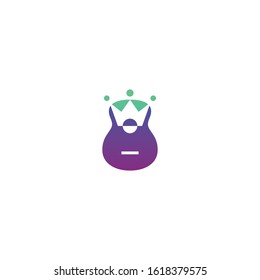 guitar logo vector with crown
