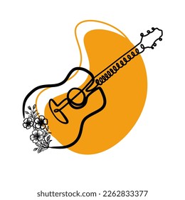 Gitarrenlogo, Vektordesign-Illustration. Markenidentitätszeichen