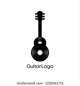 Guitar Logo. Vector guitar logo design with music disc elements forming a figure eight.