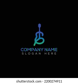 Guitar logo vector illustration template