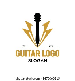 guitar logo vector original simple for solo or band music fest party perform