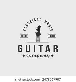 guitar logo vintage vector illustration template icon graphic design