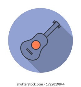 guitar long shadow icon. Simple color vector of web icons for ui and ux, website or mobile application