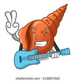 With guitar long shell mascot cartoon