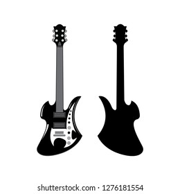 guitar looks front and rear on white background, vector illustration