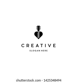 Guitar Love Musical Creative Business Logo Design