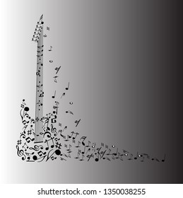 Guitar made from music note. Music sign isolated on white. Vector illustration.  Vector design 