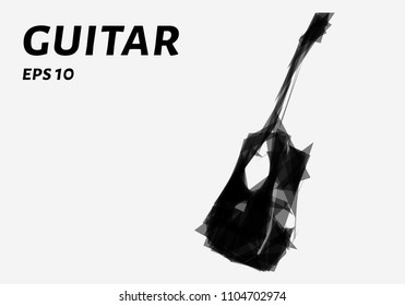 The guitar is made of triangles. Low poly guitar. Vector illustration.