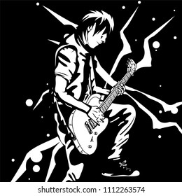 guitar man play music graphic object