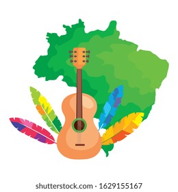 guitar with map of brazil isolated icon vector illustration design