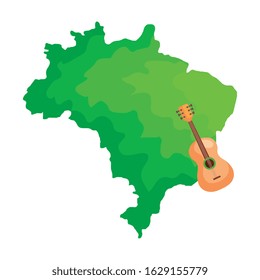 guitar with map of brazil isolated icon vector illustration design